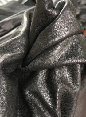 F1330黑色高脂油蜡缩花泡泡纹超软羊皮真皮服装手套手工DIY皮料