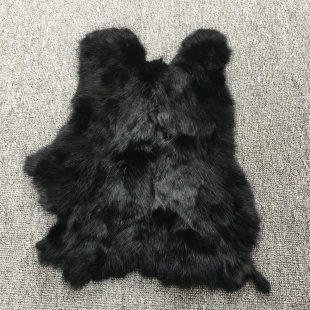 YG389黑色兔毛皮毛一体真皮手工DIY皮料箱包鞋 抱枕手套 靴皮具服装