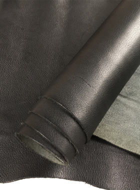 B1434意大利黑色自然摔纹头层牛皮真皮手工DIY皮料1.5mm适中