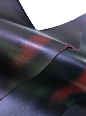 J3014开边珠擦色平纹头层牛皮硬挺真皮鞋靴箱包面料手工DIY皮料