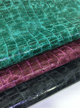 复古冰裂鳄鱼纹头层牛皮鞋靴箱包皮具面料真皮手工DIY皮料G11297