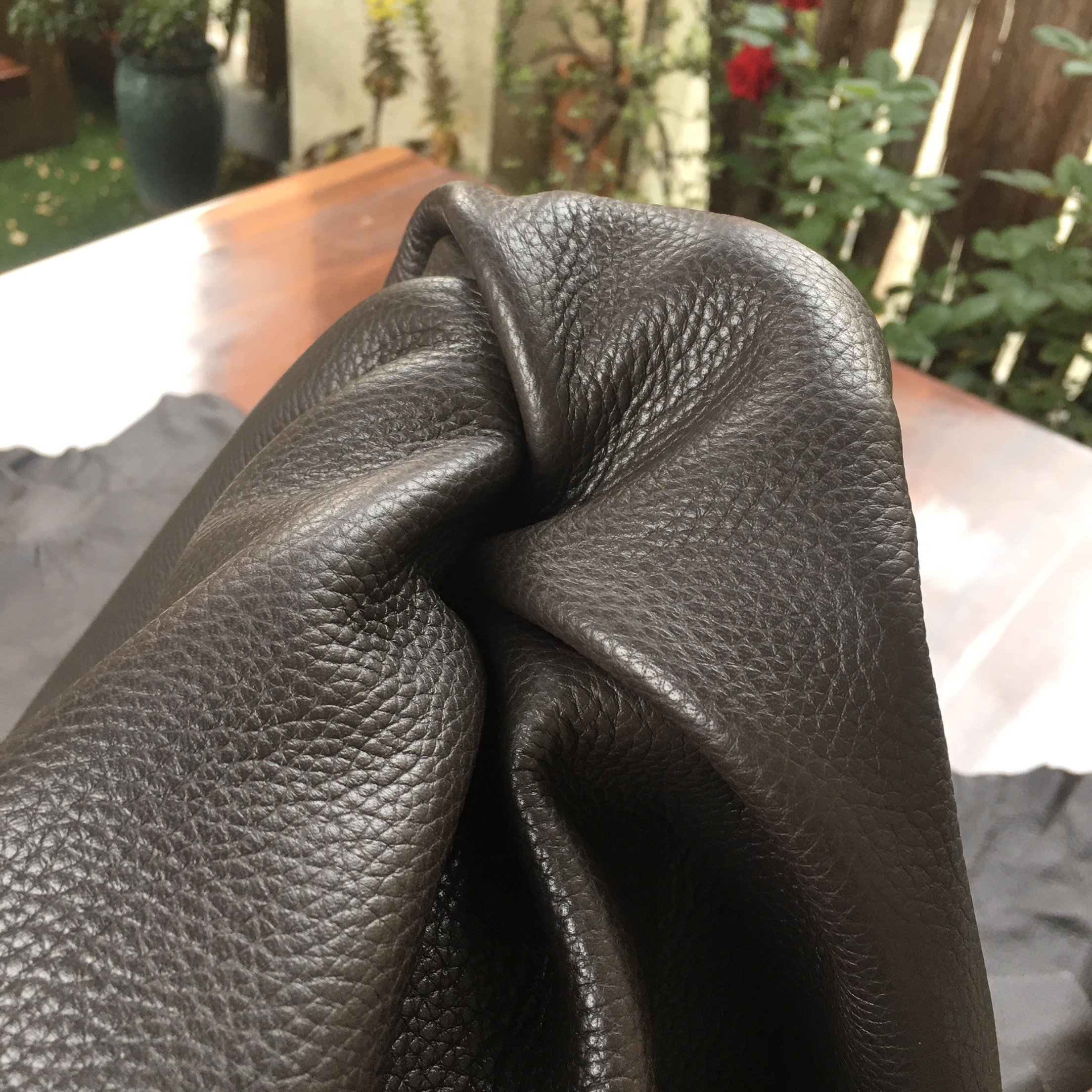 LP077咖色荔枝纹鹿皮1.4软特种动物真皮服装箱包鞋靴手工DIY皮料
