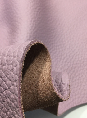 B1403薰衣草紫大泡纹头层牛皮真皮手工DIY皮料2.2mm适中包鞋皮具