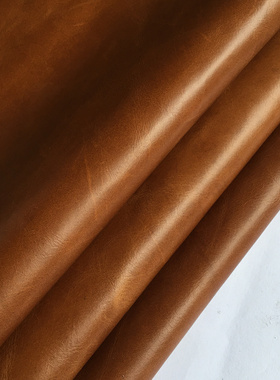 D1288棕色油蜡头层牛皮真皮手工DIY皮料1mm偏软