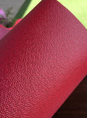 G1469紫红色十字纹头层牛皮真皮手工DIY皮料1.4mm略挺