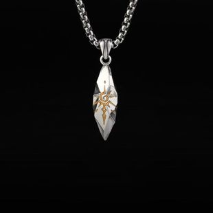 新品新款复古许愿石项链男潮个性中性风陨石吊坠男士