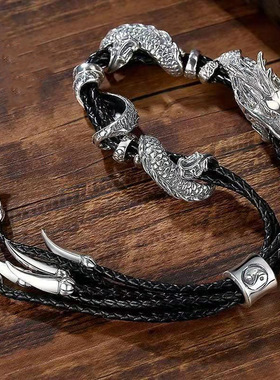 镀S925银泰银手工打造个性霸气腾