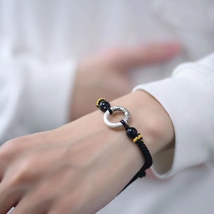 新品本命年情侣红绳平安扣手链男女士潮手工编织链