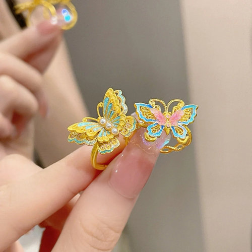 新品新款新中式古风花边紫色粉色