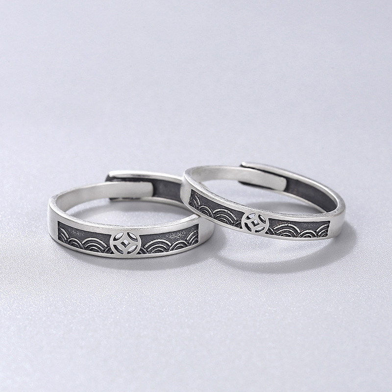 新品山盟海誓戒指情侣对戒闺蜜小众设计简约复古指环