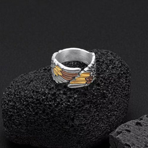 新品翎羽戒指开口羽指环做旧指戒