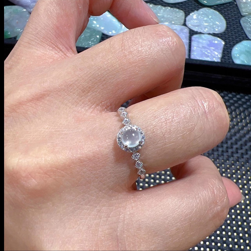 新品仿冰种锆石戒指小众轻奢潮流