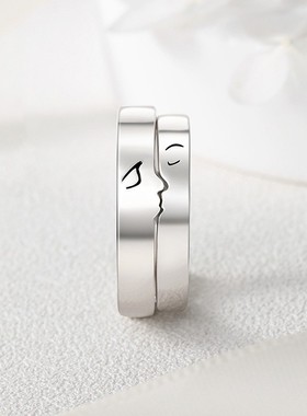 新款一吻定情情侣对戒一对款小众