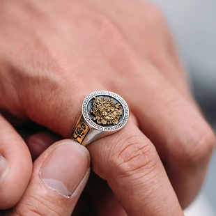 新品立体黄财神戒指男士复古高级感国风指环礼物