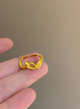 新品金色灵蛇戒指小众设计轻奢高
