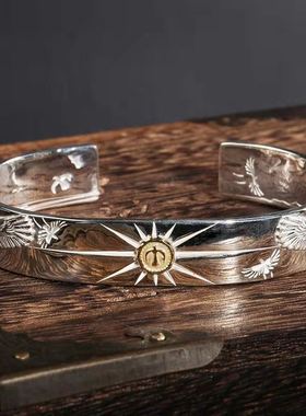 复古925银时尚复古银手镯