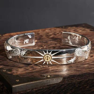 复古925银时尚复古银手镯