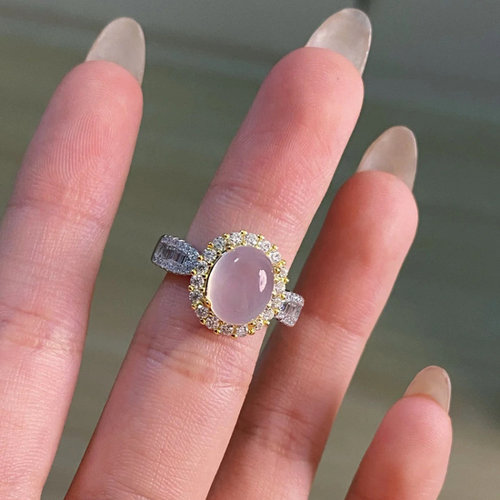 新品小红书爆款白冰玉髓蛋面戒指