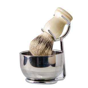 男剃须刷套装 獾毛刷刮胡刷湿剃湿刮起泡沫打泡胡须刷剃须皂碗