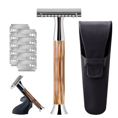 男士手动剃须刀套装4件套刮胡刀刮脸刀双面剃刀送刀座刀套刀片