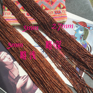 Sweet半成品 天然橙石榴石刻面珠链39cm长 2.7mm3mm硬盘闪亮亮 漏