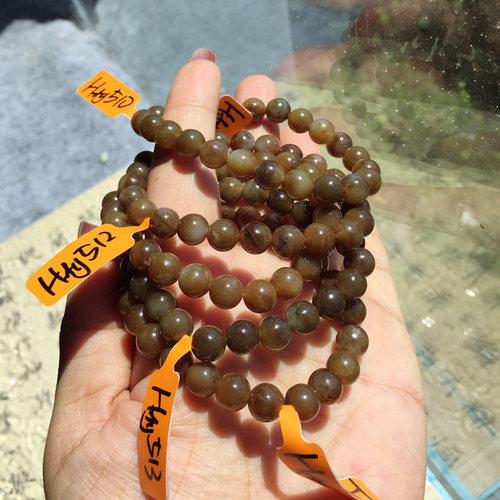 天然新疆了糖玉飘桂花糖8mm手串