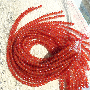 DIY很好用 半成品珠链 Sweet配饰 水红冰润6mm红玛瑙DIY散珠配珠