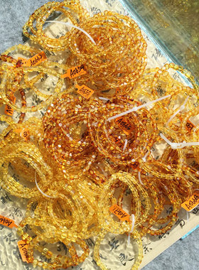 天然俄料无忧化金珀随形方糖手串
