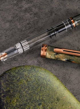 三文堂ECO钢笔石纹绿古铜限量活塞上墨练字彩墨透明书法礼品学生