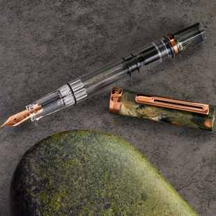 三文堂ECO钢笔石纹绿古铜限量活塞上墨练字彩墨透明书法礼品学生