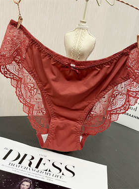 250斤胖MM加肥加大码高端性感蕾丝内裤 收腹提臀纯棉档中腰三角裤