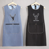 做饭围裙女新款 家用厨房logo印字时尚 工作服马甲大人围腰拉链