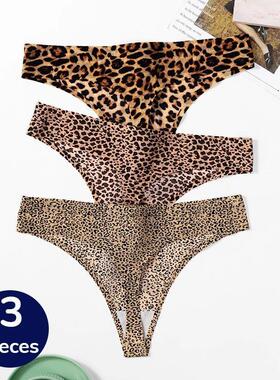 BZEL 3PCS/Set Womens PantiesLeopard Thongs Woman Seamless U