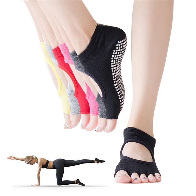 Toeless Non Skid Sticky Grip Yoga Socks for Women Anti Slip