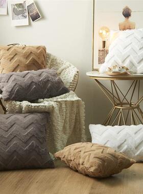 plush pillows solid color sofa pillowcases cushion cover