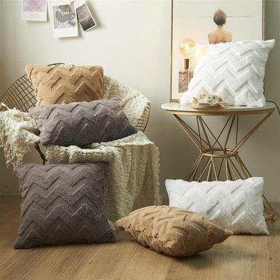 plush pillows solid color sofa pillowcases cushion cover