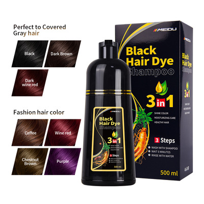 color Hair Colour Cream Shampoo Hair Dye White to Black