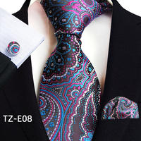 Luxury Blue Plaid Dot Silk Ties For Men Solid Wedding Access thumbnail 8