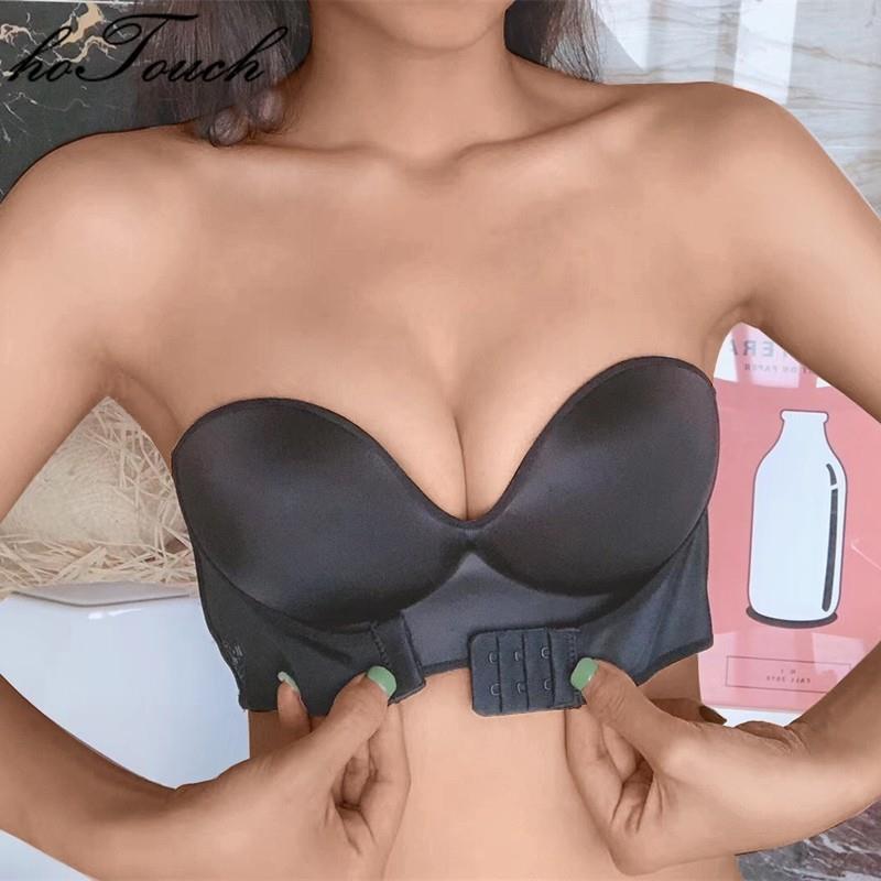 Women Invisible Bras Front Closure Sexy Push Up Bra Underwea