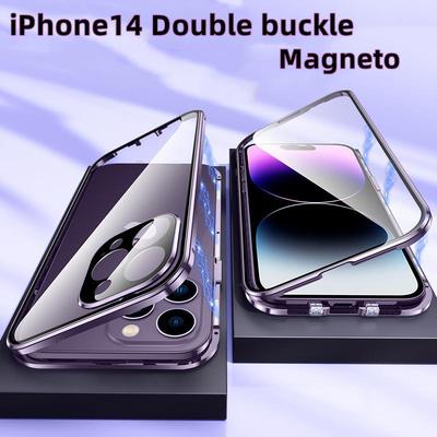 适用iPhone 16 14 15 13 12 Pro Max Glass Case w/ Camera Lens Protector iphone 15/16plus Magnetic Case