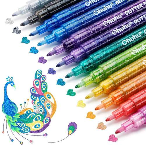 Glitter Markers Pen 12 Glitter Colors Metallic Shimmer闪光笔