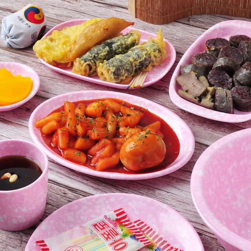 韩国进口粉色餐具粉红杯粉色餐具翠餐盘1988布车复古粉盘子杏花盘 - 封面