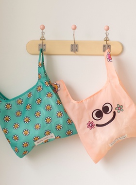 MSS喵术士花花笑脸表情便携折叠购物袋环保袋手提袋收纳袋