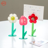 MSS喵术士可爱花花系列亚克力照片夹便条夹2寸照小红花雏菊郁金香
