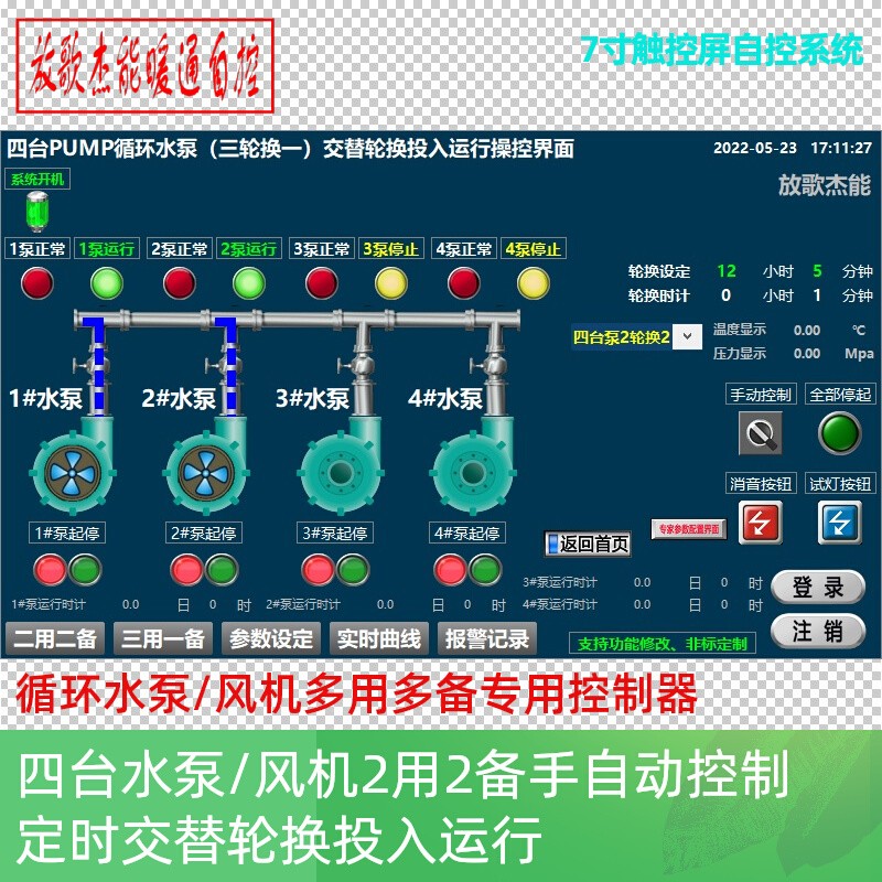 四台水泵风机二用二备手自动定时交替轮换起停故障保护自控系统 电子/电工 配电控制柜/控制箱 原图主图