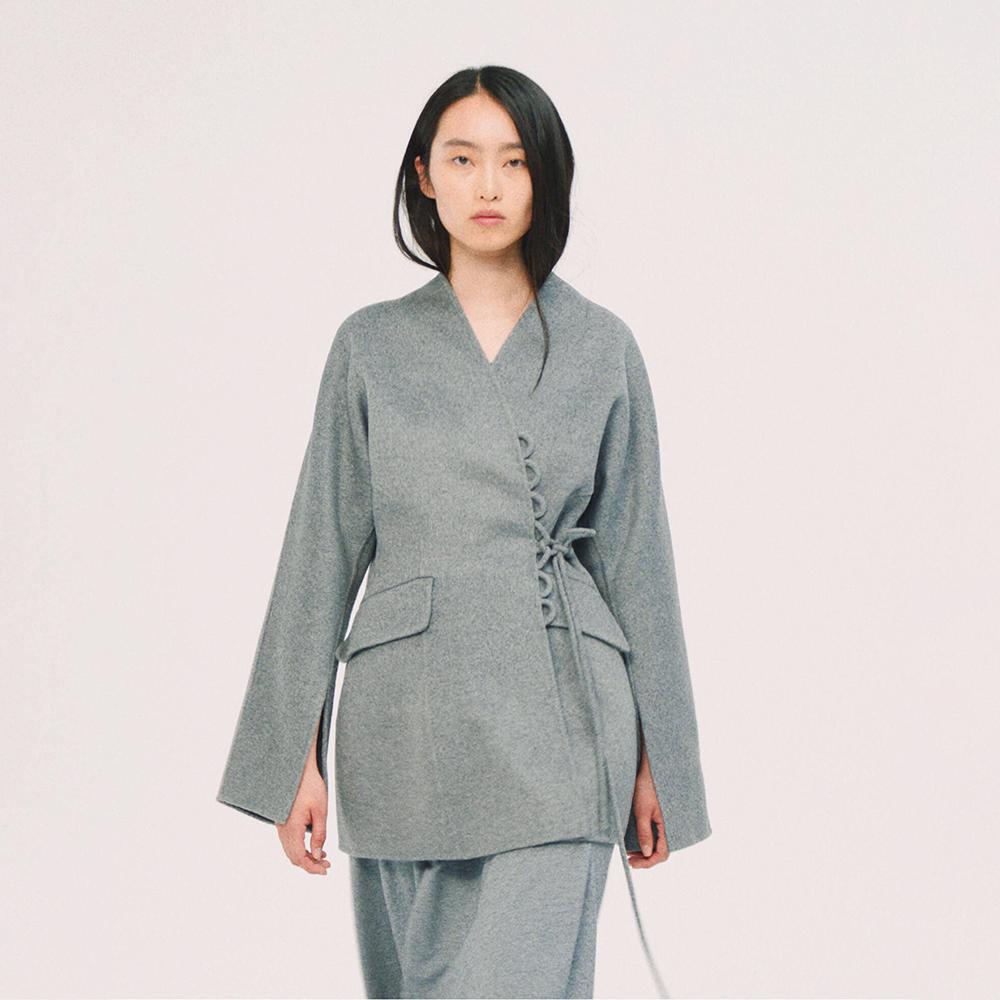 113羊毛双排扣长款外套