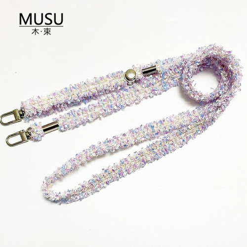 泫彩DIY小香风可调节斜挎包包肩带单买替换毛线背带相机手机挂绳