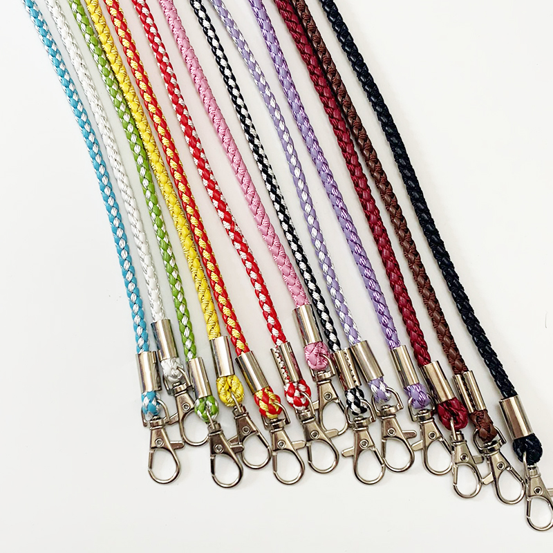 细条6股编织PU圆皮双边扣挂绳斜跨绳小包包替换带手机挎带肩背带