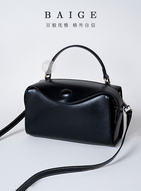 盒子包2025新款波士顿牛皮女包高级复古手提斜挎包大容量真皮包包