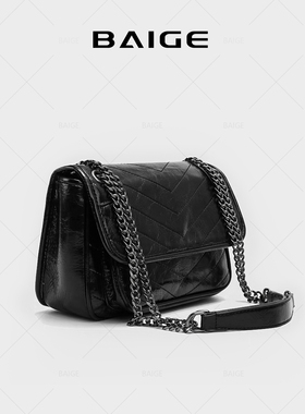 2025新款真皮牛皮链条包单肩斜挎手提百搭流浪包